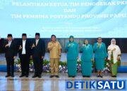 Tri Tito Lantik Ra’fatul Mulkiyah Mathius Fakhiri sebagai Ketua TP PKK dan Tim Pembina Posyandu Provinsi Papua